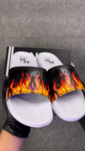 NAHA - Sandal Slop Pria Wanita Distro Karet Api Hitam Putih Size 34 - 43