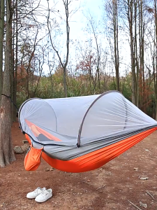 รุ่นใหม่ เปลสนาม เปลแค้มปิ้งพร้อมมุ้งกันยุง ขนาด290*140cm เปลมุ้งรุ่นหนาพิเศษ เปลผ้าร่มรองรับน้ำหนักดี เปิดอัตโนมัติ