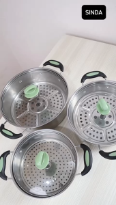 Sinda Panci Pengukus Stainless / Panci Stainless / 202224cm / Sudah Free Kukusan