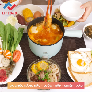 Nồi Điện Đa Năng Life360 AL-D12L5 Xanh Nồi Lẩu Điện Mini- Hàng Chính Hãng- Bảo Hành 12 Tháng