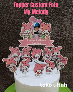 Topper My Melody Custom Foto untuk Hiasan Kue Ulangtahun Karakter (Toper Cake)