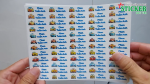 60 Sticker Dán Tem Tên Bé in theo yêu cầu. Dùng dán dụng cụ học tập cho bé. M41_60