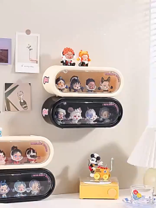 Doll Toy Display Storage Box Wall-Mounted Transparent Dustproof Cabinet Organizer Display Case Cover