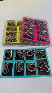 SNI Mainan sulap trik unlock puzzle material besi puzzle Mainan edukasi besi melatih motorik anak terkunci 8 in 1 (9590)