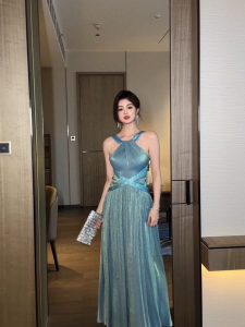 ZYHT EraVogue Váy nữ Váy xanh Váy cà vạt Váy satin Váy công sở Váy Hiso Váy cổ điển Váy công sở Váy dự tiệc Váy dạ hội 50929