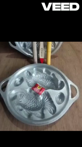 Cetakan Kue Cubit isi 2 Lubang Motif Ikan Plus Kuas Sutil Sodet Mini/ Loyang Kue