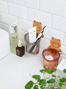 Tempat Sikat Gigi Tempel Rak Kamar Mandi Motif Beruang COD DO S02