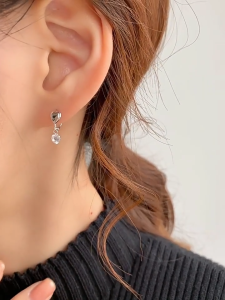 916 original gold Zircon Drop Love Heart Hoop Earrings for women gift