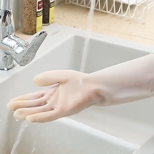1 Pair PVC Dishwashing Gloves Durable Reusable Gloves Rubber Housework Kitchen Hand Protection Cleaning Gel Gloves
