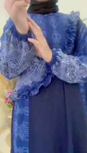 Baju Gamis Malini Dress Bahan Crinkle Mix Ceruty: Fashion Baju Gamis Terbaru Viral Kekinian