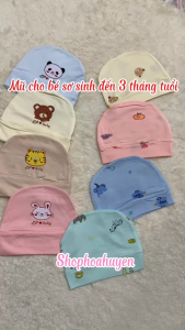 Mũ Cho bé sơ sinh Vải thun lạnh Peptit siêu mềm mịn mát 0-3 Tháng - Nón sơ sinh bé trai bé gái