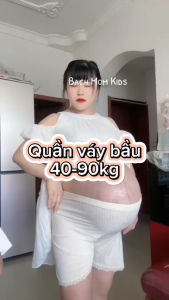 Quần Đùi Bầu Mặc Trong Váy HANNA Chất Lụa Tăm Mềm Mát Có Chun Điều Chỉnh Có Size 40 Tới 90kg