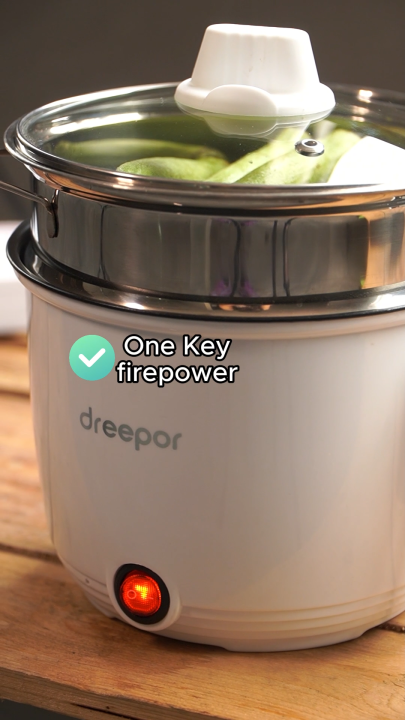 Dreepor Mini Rice Cooker Non-stick Inner pot Electric Hot Pot Instant  Noodle Pot Foldable Handle Electric Cooker Frying Pan Instant Pot