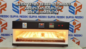 Mesin tetas telur full otomatis kapasitas 50 telur rak geser alumunium ayam bebek burung