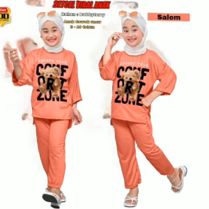 ELANNO - Setelan Anak Karakter Bear Usia 3-11 Tahun Super Viral / Oneset Anak Muslimah Best Seller
