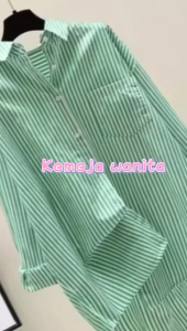 kemeja salur wanita terbaru kekinian//kemeja kuliah/sehari-hari