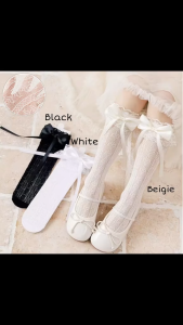 KAOS KAKI ANAK KOREAN STYLE LONG SOCKS SELUTUT MESH LACE RENDA RIBBON