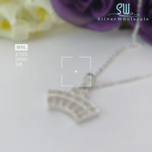 SilverWholesale #PH345 Sterling Silver 925 Lucky Fan Abacus Pendant Necklace Set (S925纯银招财旺运扇子算盘项链)