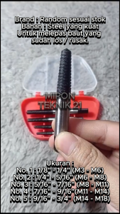 Tap Balik Pembuka Baut Drat Rusak Patah Set 5 Pcs