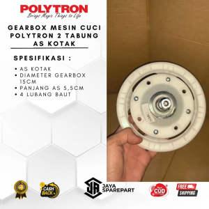 PWM 6163 Gearbox Mesin Cuci Polytron 2 Tabung As Kotak Panjang