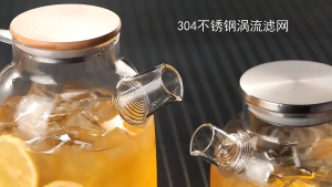 Teko Kaca Tea Pot Tahan Anti Panas Tutup Kayu Infuser Pitcher TeaPot Glass Borosilicate Bisa Dimasak