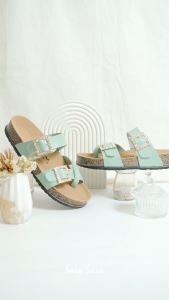 Sara Sara KIARRA Sandal Slide Wanita Sendal Gesper Ban 2 Slip On Jepit Tali Silang Birken Sol Puyuh