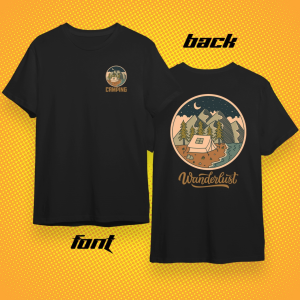 Camping V.2 เสื้อยืด  ผ้า PREMIUM  COTTON 100%  COMB 30 สีดำ ขาว