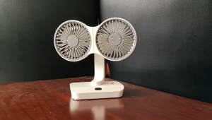 Desktop Dual Head Cooling Fan Portable USB Charging Home Air Circulator Automatic Rotary Ventilation Fan 4 Speeds Fan