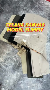 Celana Canvas Slimfit BENSBERCA Original Warna Solid Gaya Hip-Hop