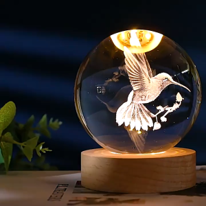 โคมไฟคริสตัล ขนาด6/8cm ลูกแก้วคริสตัลฮวงจุ้ย โคมไฟหัวเตียง ลูกแก้วคริสตัล รวมฐาน