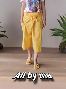 All by me TM กางเกงเอวผูก กางเกงเลมีกระเป๋า ขา 3 ส่วน เอวผูกเชือก เอว 50-52 นิ้ว เนื้อผ้าโทเร ใส่ได้ทั้งชาย-หญิง สวมใส่สบาย  สินค้าพร้อมส่ง