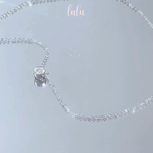 Lulu Moissanite Jewelry - Kalung Permata Moissanite 1 Carat Lapis Emas 18K - Sierra Simple Round Cut Moissanite Necklace 1CT Sertifikat GRA