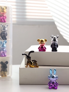 Lucu Kecil Karakter Mini Dengan Kotak Penyimpanan / Bear Brick Ornament Pajangan Hiasan Aksesoris Meja Figur Rainbow