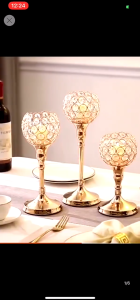 3PCS New Arrival 3 Height Golden Crystal Tea Light Candle Holder Set Romantic Dinner Table Sparklers Wedding Decor Candelabra Tealight Candlestick