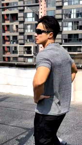 Mens Snake Print Casual T-shirt Stretch Fitness Sports Short-sleeved Tops