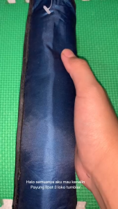 Payung Lipat Gagang Tumbler Travel Korea Lapis Silver Umbrella Anti UV bisa pengait tas