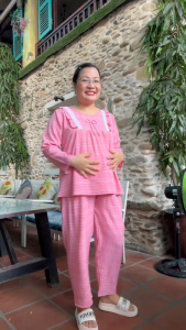 [HANNA ] Đồ bộ bầu dài mặc bầu và sau sinh có khóa cho bé ty có size từ 40kg tới 80kg vải lụa mềm mát không nhăn