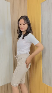 Putri Nasya - Celana Big Size Pendek 7/8 KFRL Ukuran 8L6L5L4L2LXLS Fit To L Warna Cream Capucino Moca Hitam