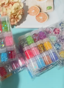 12pcs Per Set Mini Bottle Colorful Glitter Sequins for DIY Epoxy Resin Nail Art Creative Love Pearl Star Decoration Coloured Candy Paper Gold Flakes