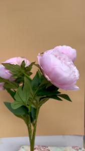 Hoa Mẫu Đơn Màu Hồng Cánh Sen Bông To 15cm 2 Bông 1 Nụ/Cành Dài 75cm Cam Kết Giống Thật - Hoa Lụa Trang Trí Nhà Cửa Văn Phòng