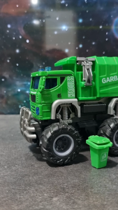 Diecast Miniatur Mainan Mobil Alat Berat Monster Truk Sampah Sanitation Inersia Metal