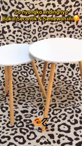 MEJA BULAT MINIMALIS 2PCS MURAH & MEJA HIAS RUANG TAMU