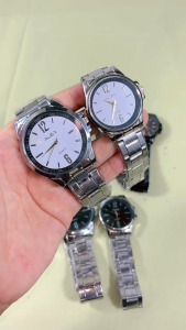 Jam Tangan Pria Wanita Pasangan Mewah Elegan Rantai Stainless Steel Terbaru 2024