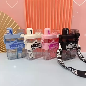 Botol Minum Duet Anak 2 in 1 Couple Bottle 620 ml Nice Cool Bear AN