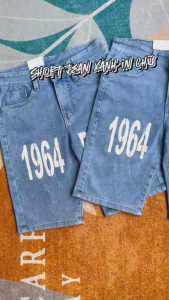 Quần short jean nam XANH rách nhẹ in chữ chất jean co giãn dễ vận động vừa form tôn dáng giá rẻ