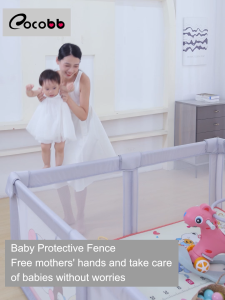 COCOBB Baby Playpen Large Playpen with Stainless Steel Frame Breathable Mesh Bed Fence Indoor Playground Anti-Slip Base