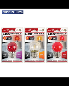 [ Electrical ] A-Tech LED Light Bulb E27 Base / Holder LED Round Bulb Yellow Light & Red Light Bulb