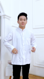 Baju Koko Pria Dewasa Bahan katun Toyobo Grade A motif PolosLengan Panjang Saku Samping