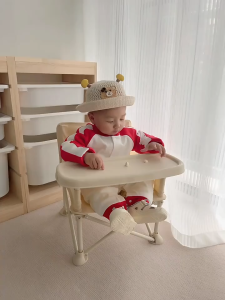 Geleby Portable Baby Booster Seat Foldable Travel High Chair Toddler For Baby Dining Feeding Eating Chair