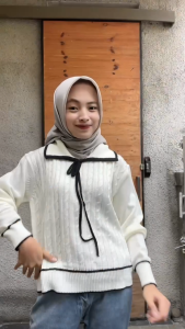 Sweater Rajut Usama Knit Atasan Wanita Korea Tebal Cable Knit Bertali